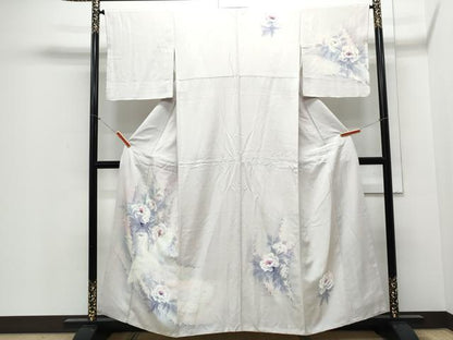 平和屋着物▼訪問着　手描き　花鳥文　暈し染め　正絹　逸品　CABD5274th