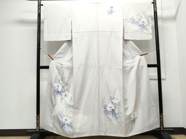平和屋着物▼訪問着　手描き　花鳥文　暈し染め　正絹　逸品　CABD5274th