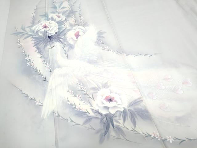 平和屋着物▼訪問着　手描き　花鳥文　暈し染め　正絹　逸品　CABD5274th