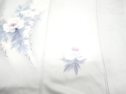 平和屋着物▼訪問着　手描き　花鳥文　暈し染め　正絹　逸品　CABD5274th
