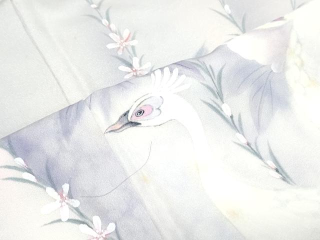 平和屋着物▼訪問着　手描き　花鳥文　暈し染め　正絹　逸品　CABD5274th
