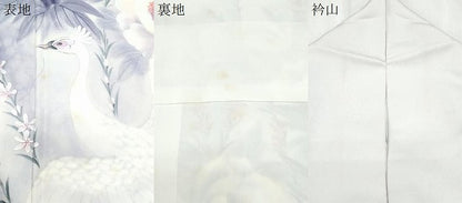 平和屋着物▼訪問着　手描き　花鳥文　暈し染め　正絹　逸品　CABD5274th