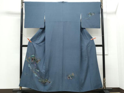 平和屋着物▼訪問着　総刺繍　冊子文　金銀糸　正絹　逸品　CABD5290th