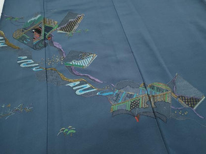 平和屋着物▼訪問着　総刺繍　冊子文　金銀糸　正絹　逸品　CABD5290th