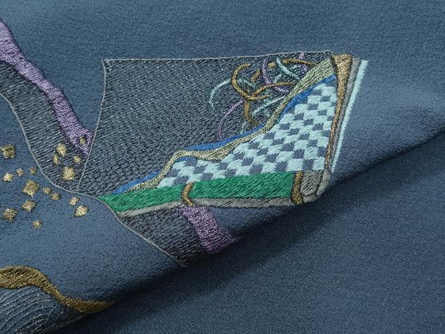 平和屋着物▼訪問着　総刺繍　冊子文　金銀糸　正絹　逸品　CABD5290th