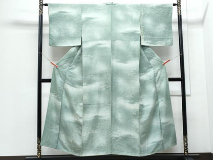 平和屋着物▼上質な小紋　地紋起こし　風景文　暈し染め　正絹　逸品　CABD5339th