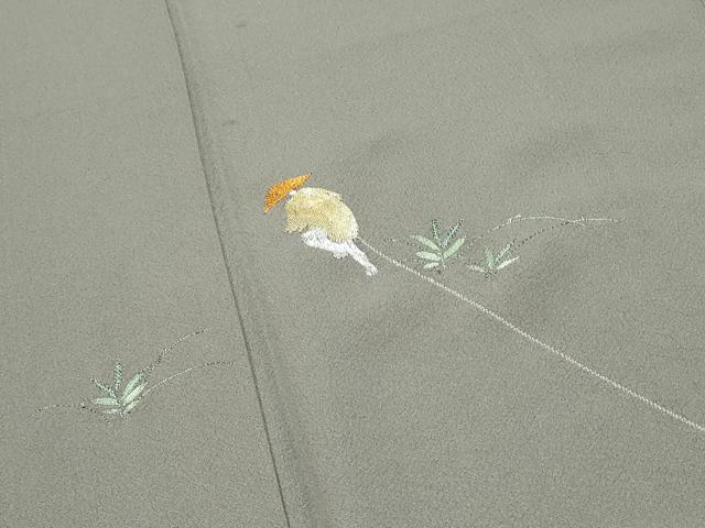 平和屋着物▼色留訪問着　作家物　駒刺繍　総刺繍　人物風景文　正絹　逸品　CABD5342th