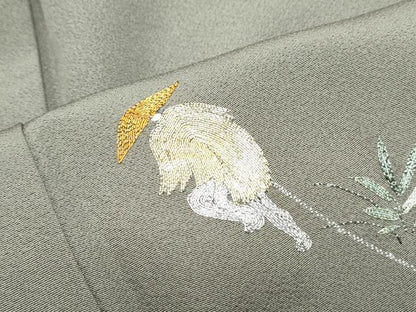 平和屋着物▼色留訪問着　作家物　駒刺繍　総刺繍　人物風景文　正絹　逸品　CABD5342th