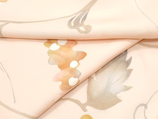 平和屋着物▼上質な小紋　地紋起こし　草花文　正絹　逸品　CABD5356th