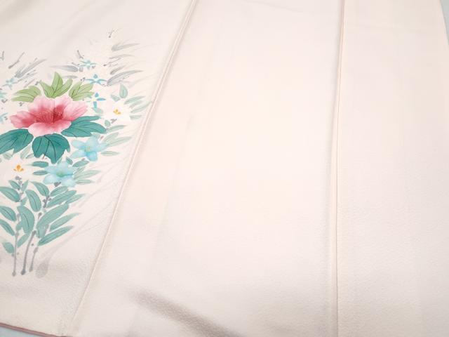 平和屋着物▼訪問着　手描き　草花文　正絹　逸品　CABD5358th