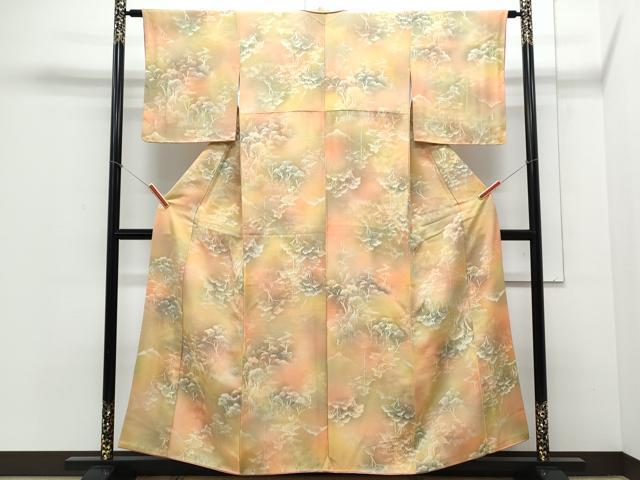 平和屋着物▼上質な小紋 手描き 樹林文 暈し染め 正絹 逸品 CABD5370th