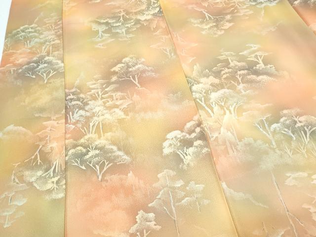 平和屋着物▼上質な小紋 手描き 樹林文 暈し染め 正絹 逸品 CABD5370th
