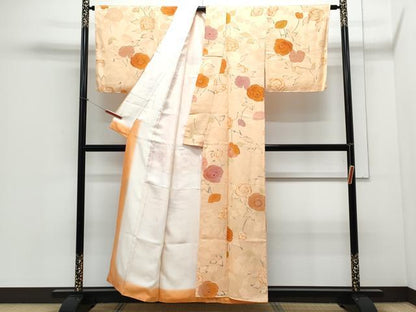 平和屋着物▼上質な小紋 地紋起こし 草花文 正絹 逸品 CABD5373th