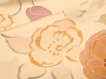 平和屋着物▼上質な小紋 地紋起こし 草花文 正絹 逸品 CABD5373th