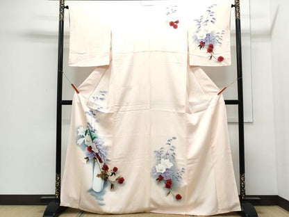 平和屋着物▼訪問着 手描き 陶器花文 暈し染め 正絹 逸品 CABD5378th