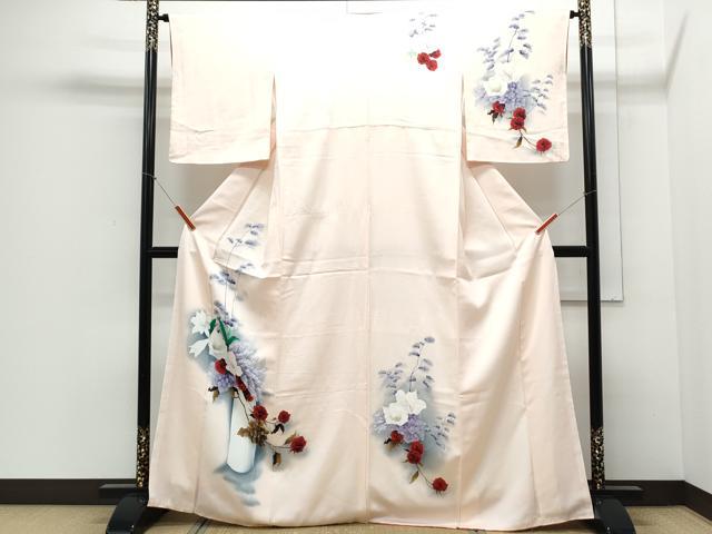 平和屋着物▼訪問着 手描き 陶器花文 暈し染め 正絹 逸品 CABD5378th