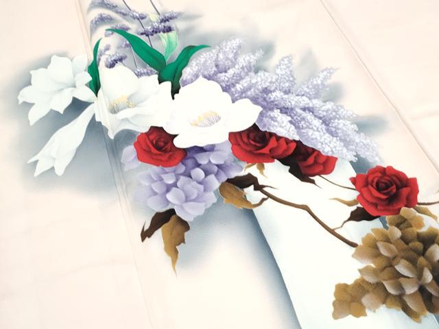 平和屋着物▼訪問着 手描き 陶器花文 暈し染め 正絹 逸品 CABD5378th