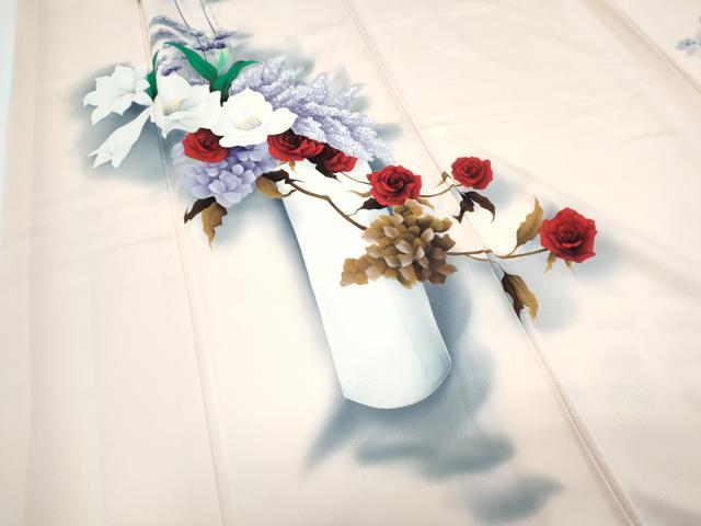 平和屋着物▼訪問着 手描き 陶器花文 暈し染め 正絹 逸品 CABD5378th