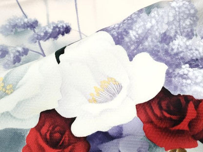 平和屋着物▼訪問着 手描き 陶器花文 暈し染め 正絹 逸品 CABD5378th