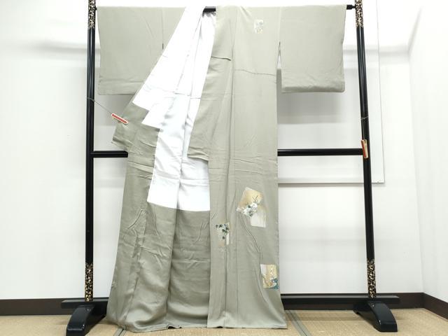 平和屋着物▼訪問着 総刺繍 色紙重ね草花文 金銀糸 正絹 逸品 CABD5384th