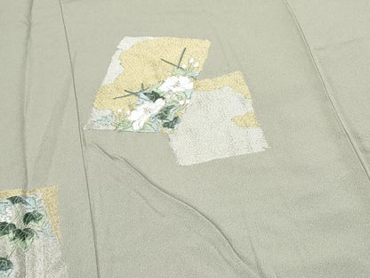 平和屋着物▼訪問着 総刺繍 色紙重ね草花文 金銀糸 正絹 逸品 CABD5384th