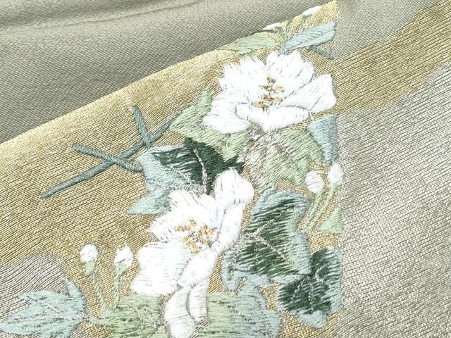 平和屋着物▼訪問着 総刺繍 色紙重ね草花文 金銀糸 正絹 逸品 CABD5384th