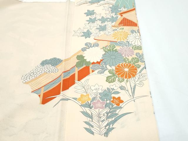 平和屋着物■豪華色留袖　駒刺繍　風景花文　金彩　正絹　逸品　CABD5396th