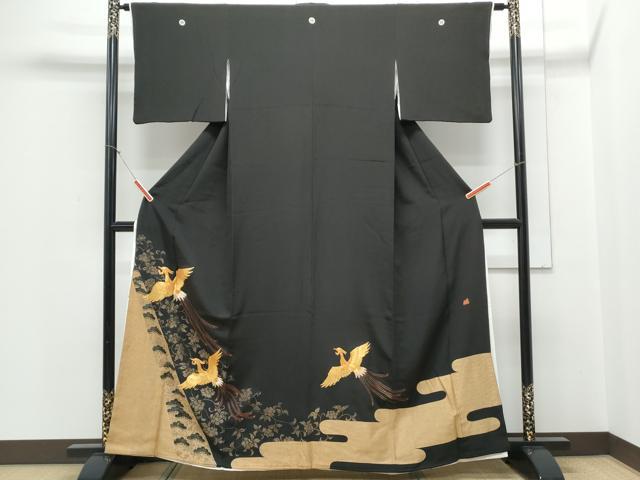 平和屋着物■豪華黒留袖　作家物　駒刺繍　鳳凰花文　金彩　正絹　逸品　CABD5416th
