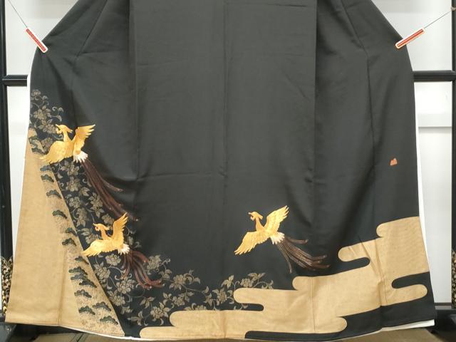 平和屋着物■豪華黒留袖　作家物　駒刺繍　鳳凰花文　金彩　正絹　逸品　CABD5416th