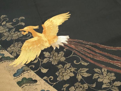 平和屋着物■豪華黒留袖　作家物　駒刺繍　鳳凰花文　金彩　正絹　逸品　CABD5416th