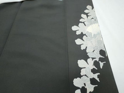 平和屋着物■豪華黒留袖　刺繍　菊青海波　銀彩　正絹　逸品　CABD5420th