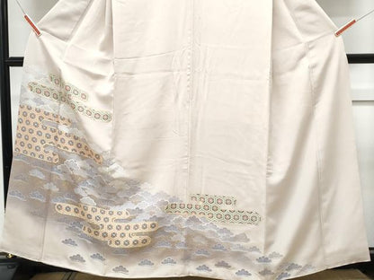 平和屋着物■豪華色留袖　駒刺繍　エ霞松文　暈し染め　金彩　正絹　逸品　CABD5421th