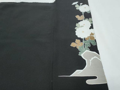 平和屋着物■豪華黒留袖　駒刺繍　風景花文　金彩　正絹　逸品　CABD5422th