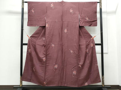 平和屋着物■上質な小紋 草花文 正絹 逸品 CABD5432th