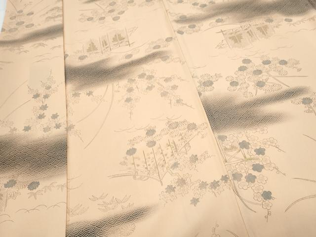 平和屋着物■上質な小紋 手描き 枝花文 暈し染め 金彩 正絹 逸品 CABD5433th