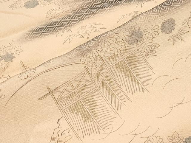 平和屋着物■上質な小紋 手描き 枝花文 暈し染め 金彩 正絹 逸品 CABD5433th