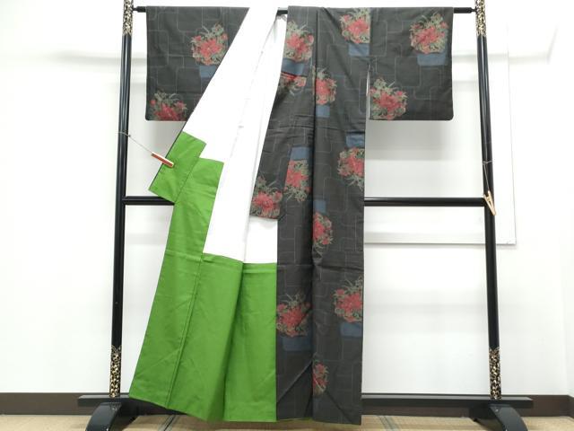 平和屋着物■本場大島紬 7マルキ 色紙重ね花文 正絹 逸品 CABD5434th