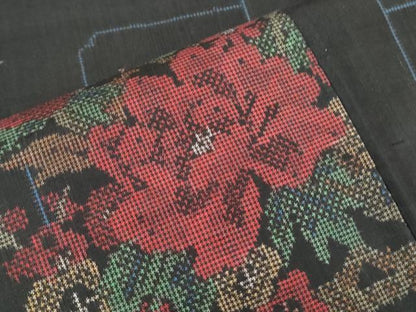 平和屋着物■本場大島紬 7マルキ 色紙重ね花文 正絹 逸品 CABD5434th