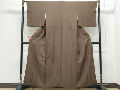 平和屋着物■上質なお召　間道　正絹　逸品　CABD5437th