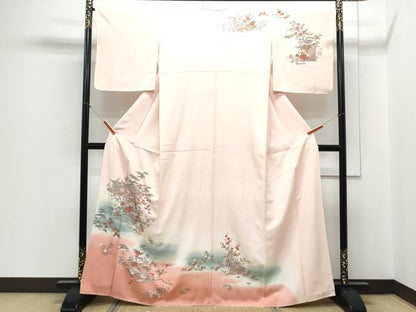 平和屋着物■訪問着 几帳花文 暈し染め 金彩 正絹 逸品 CABD5450th