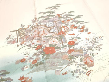 平和屋着物■訪問着 几帳花文 暈し染め 金彩 正絹 逸品 CABD5450th