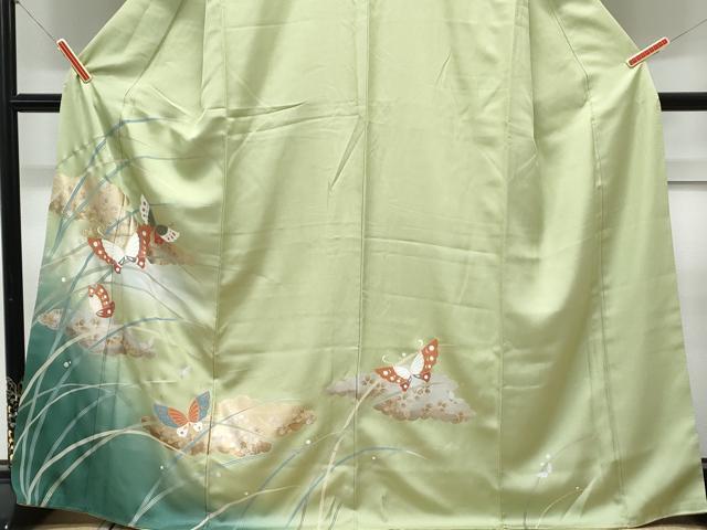 平和屋着物■訪問着 露芝舞蝶文 暈し染め 金銀彩 正絹 逸品 CABD5451th