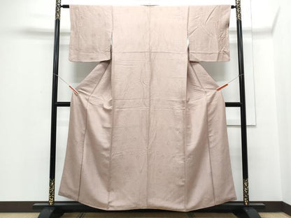 平和屋着物■上質な色無地　花尽し地紋　胡桃染色　正絹　逸品　CABD5456th