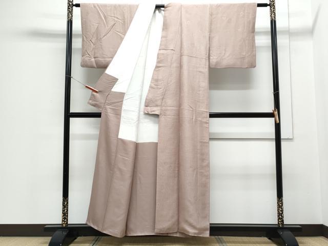 平和屋着物■上質な色無地　花尽し地紋　胡桃染色　正絹　逸品　CABD5456th