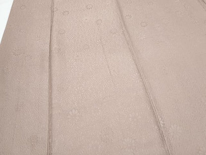 平和屋着物■上質な色無地　花尽し地紋　胡桃染色　正絹　逸品　CABD5456th