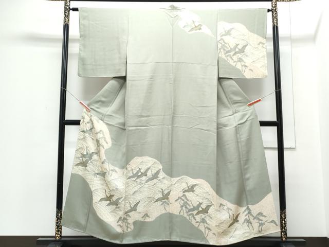 平和屋着物■訪問着 刺繍 道長飛鶴文 金彩 正絹 逸品 CABD5460th