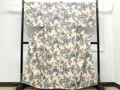平和屋着物■上質な小紋 籬花文 正絹 逸品 CABD5463th