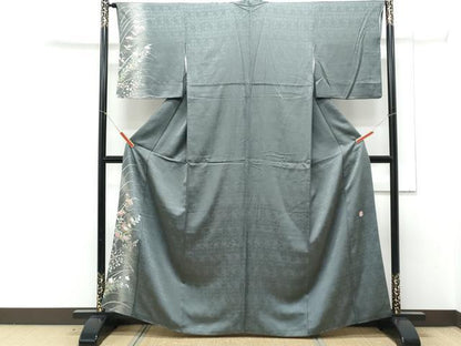平和屋着物▼訪問着 作家物 草花文 暈し染め 金彩 正絹 逸品 CABD5489th