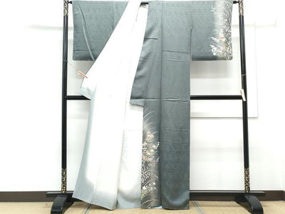 平和屋着物▼訪問着 作家物 草花文 暈し染め 金彩 正絹 逸品 CABD5489th