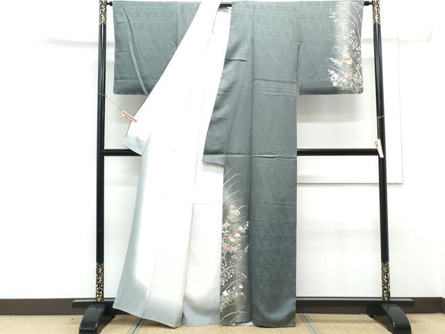 平和屋着物▼訪問着 作家物 草花文 暈し染め 金彩 正絹 逸品 CABD5489th